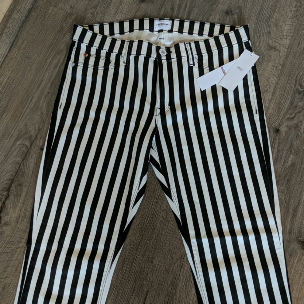 Hudson Black and White Stripe Rocker Jeans -NWT